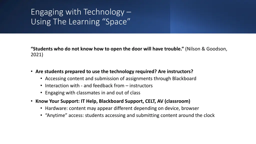 engaging with technology using the learning space