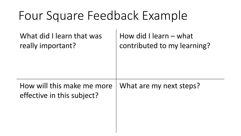 four square feedback example