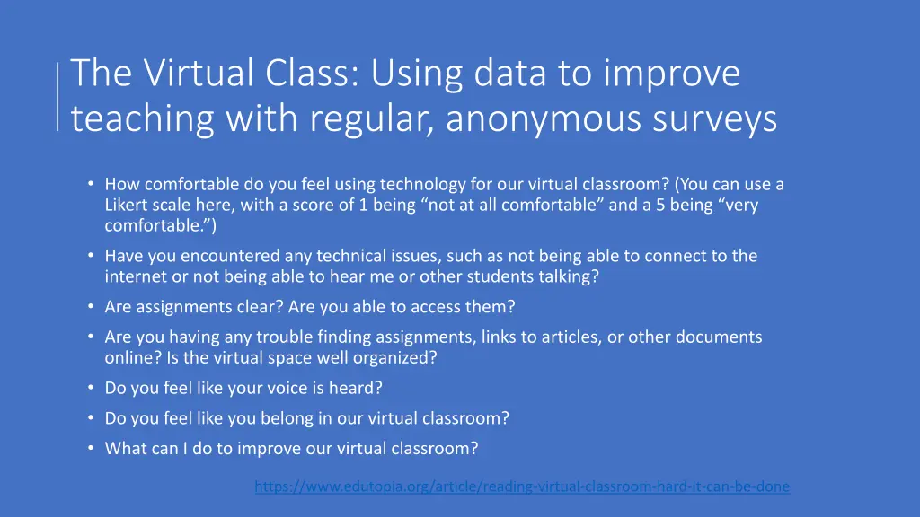 the virtual class using data to improve teaching