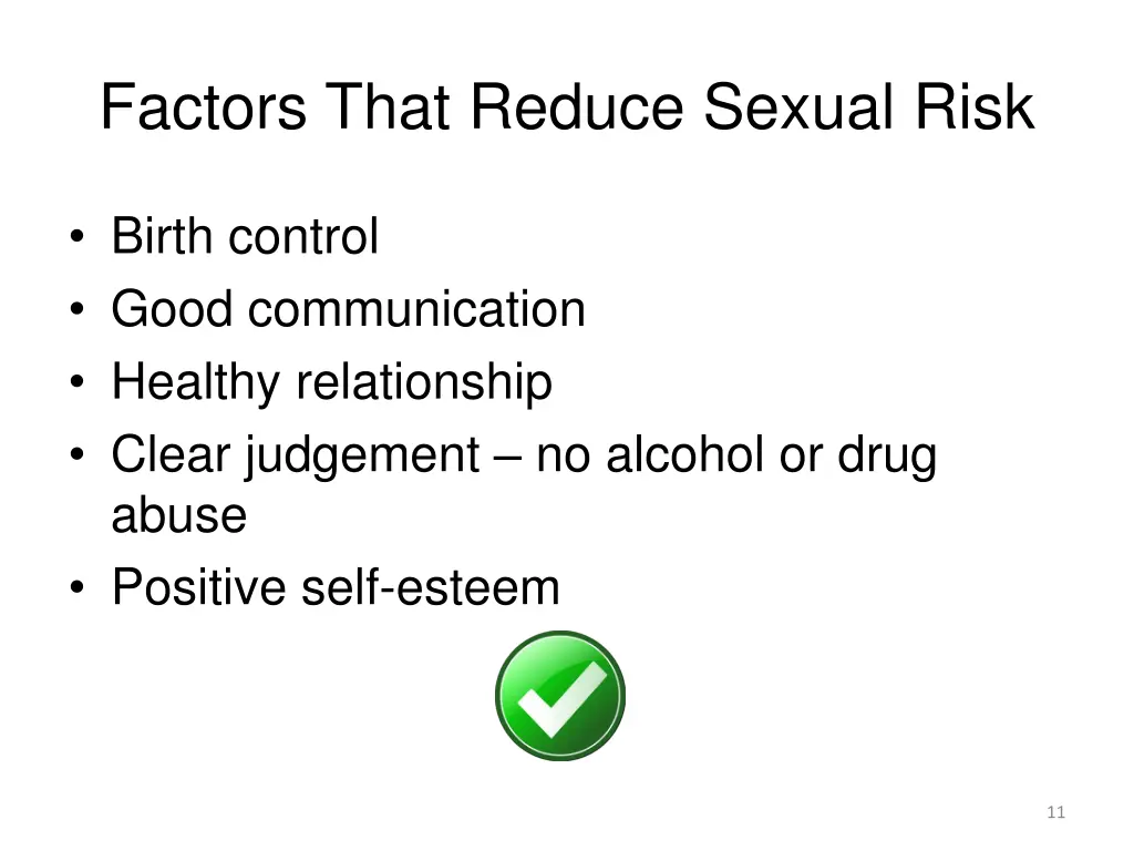 factors that reduce sexual risk