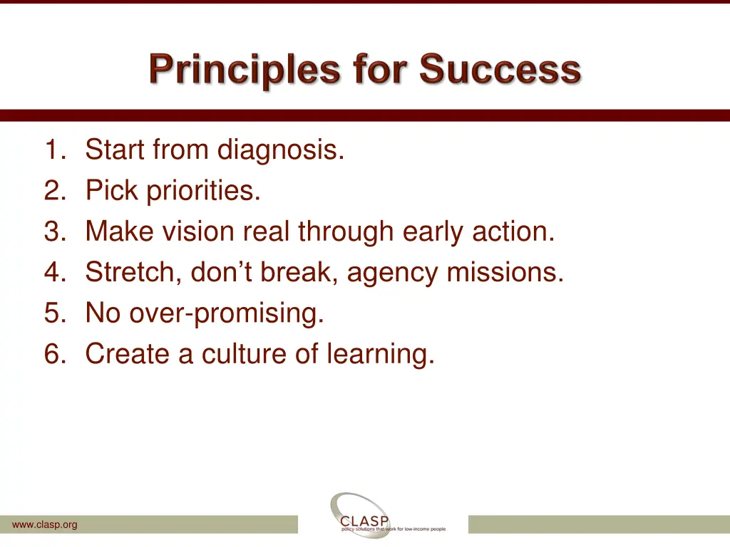 1 start from diagnosis 2 pick priorities 3 make