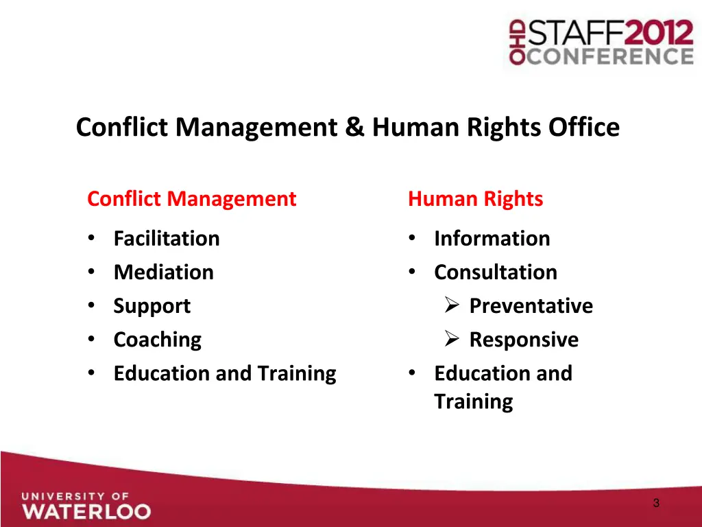 conflict management human rights office