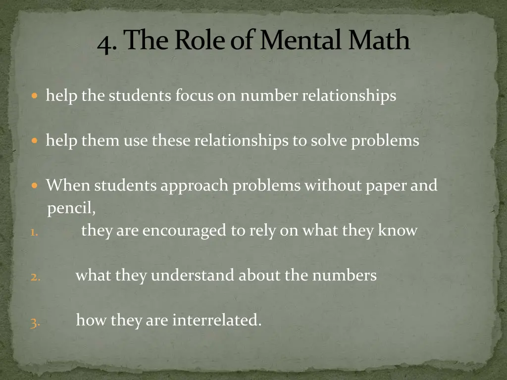 4 the role of mental math