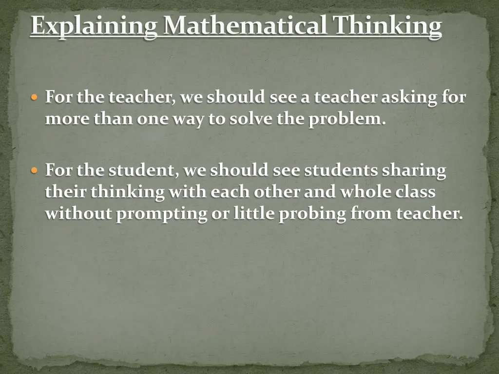 explaining mathematical thinking