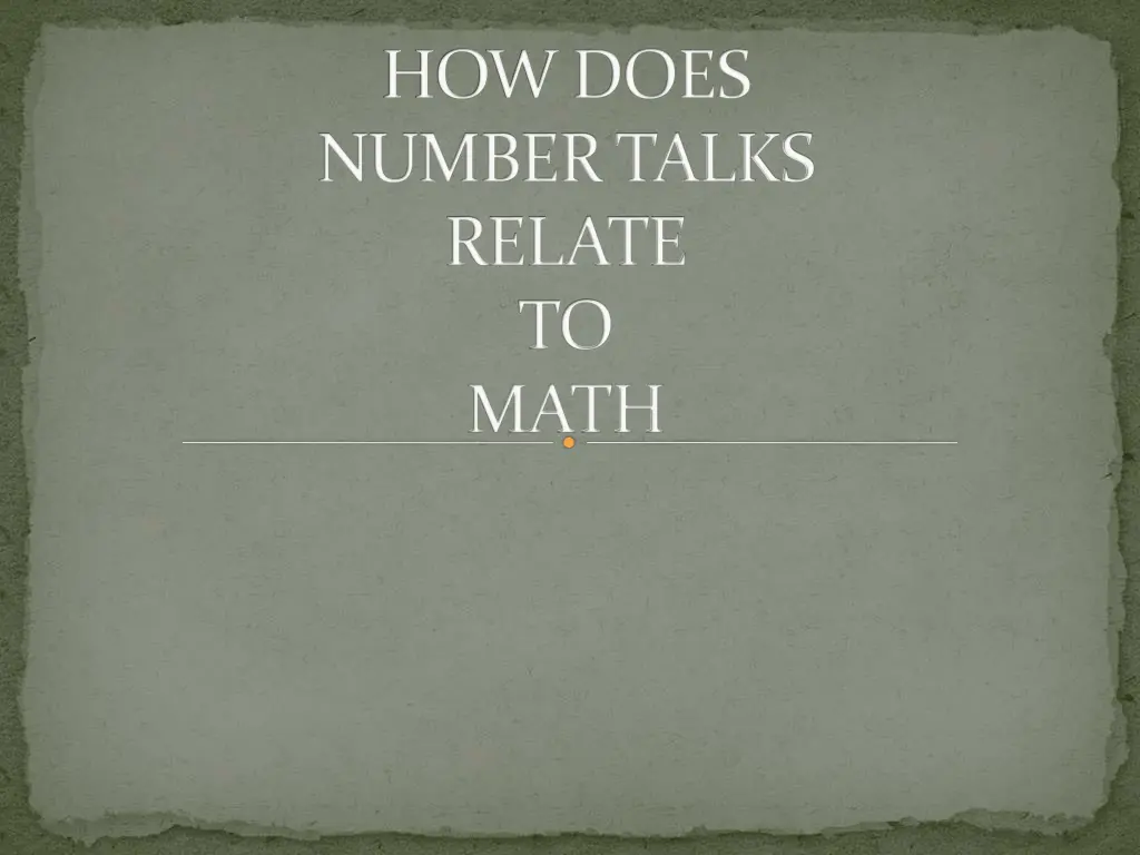 how does number talks relate to math