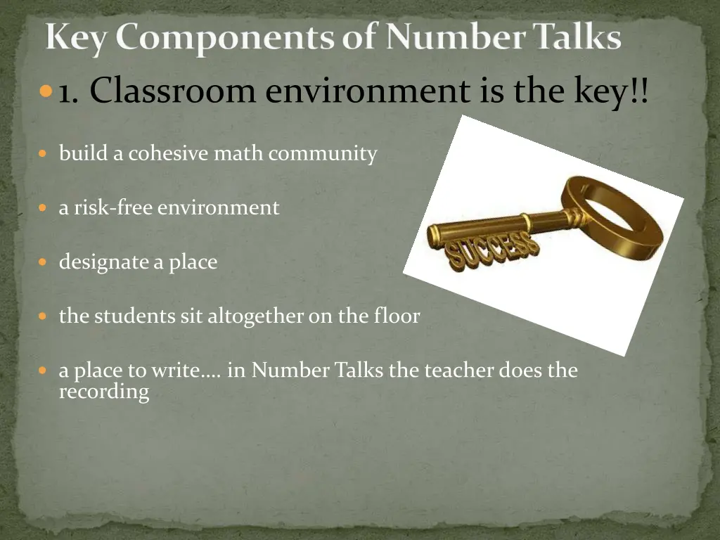 key components of number talks