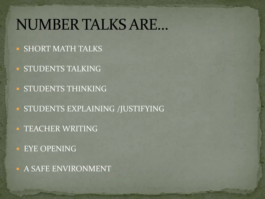 number talks are 1