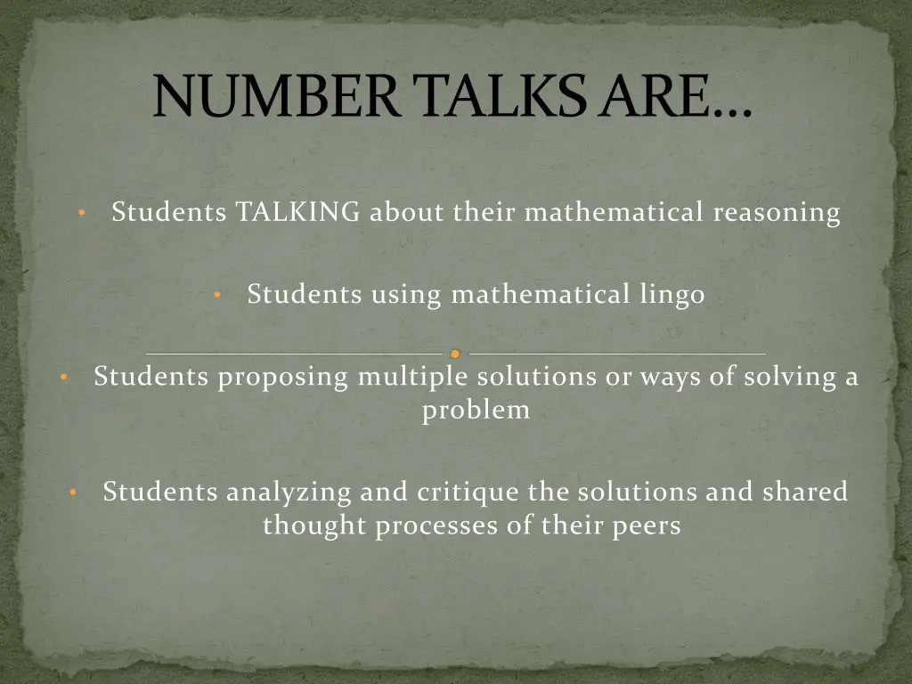 number talks are