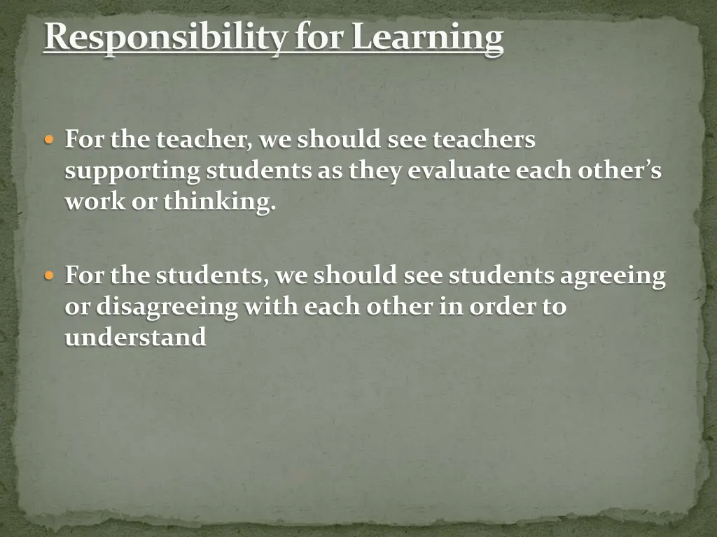 responsibility for learning