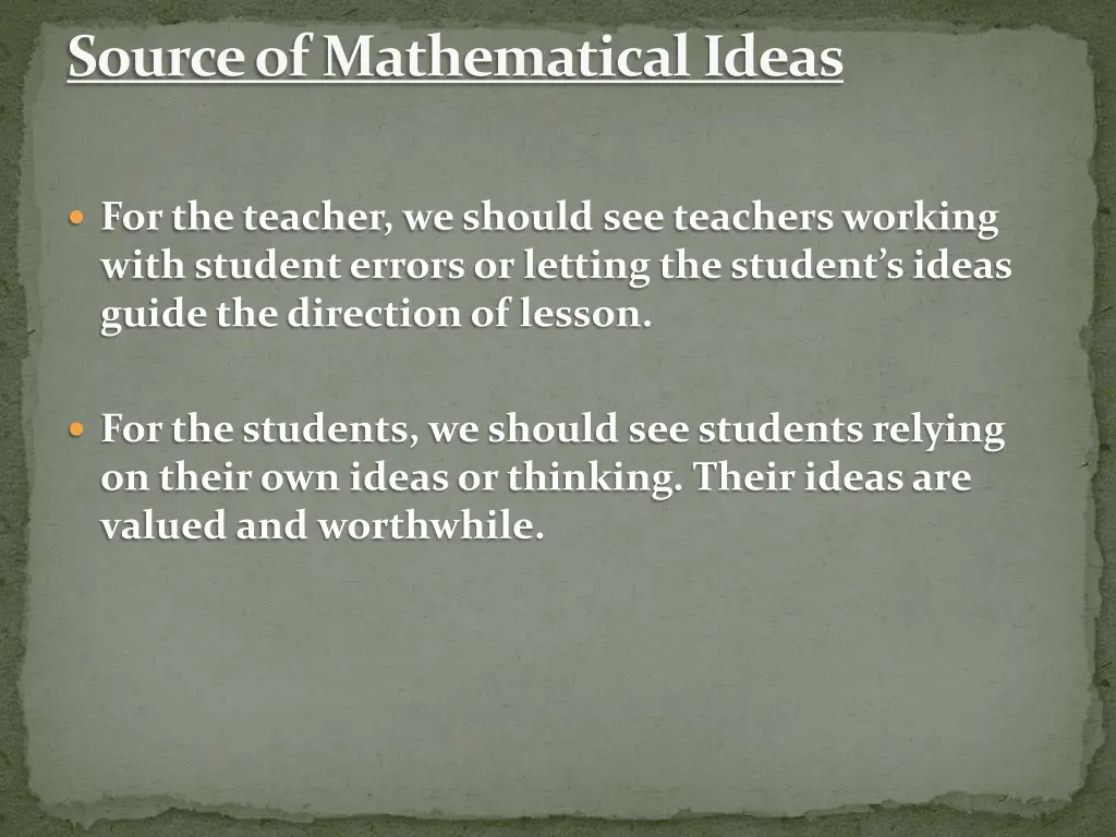 source of mathematical ideas