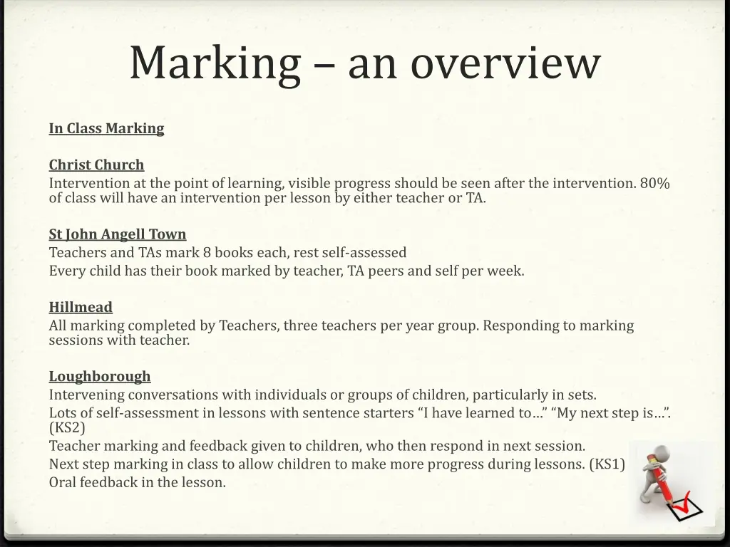 marking an overview