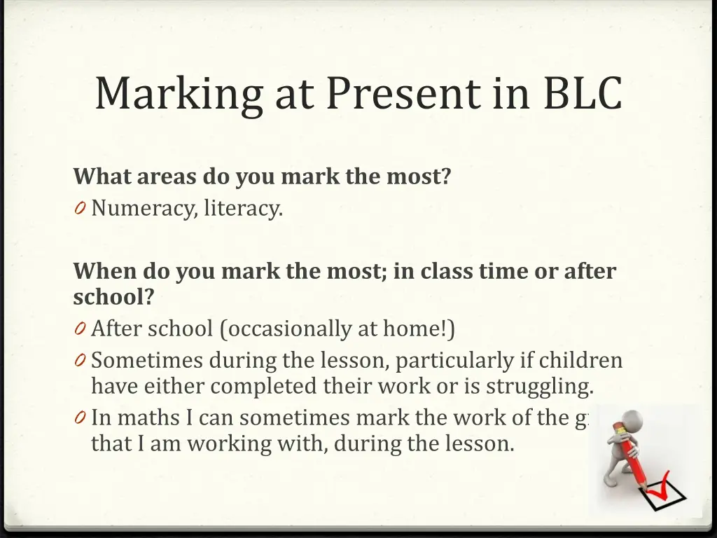 marking at present in blc 2