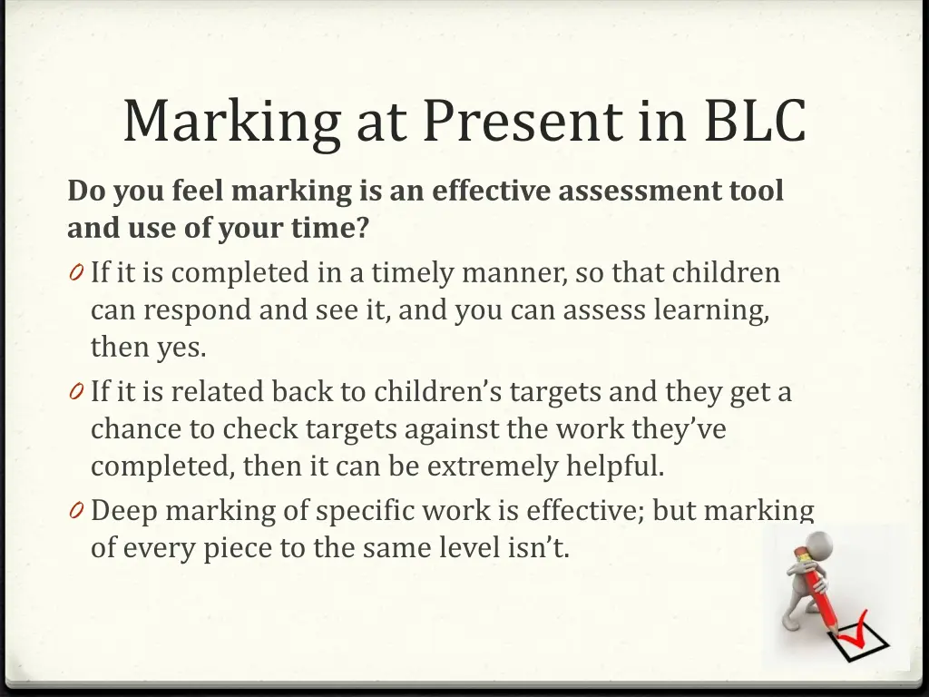 marking at present in blc 4