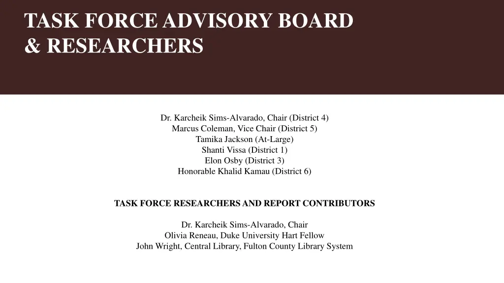 task force advisory board researchers