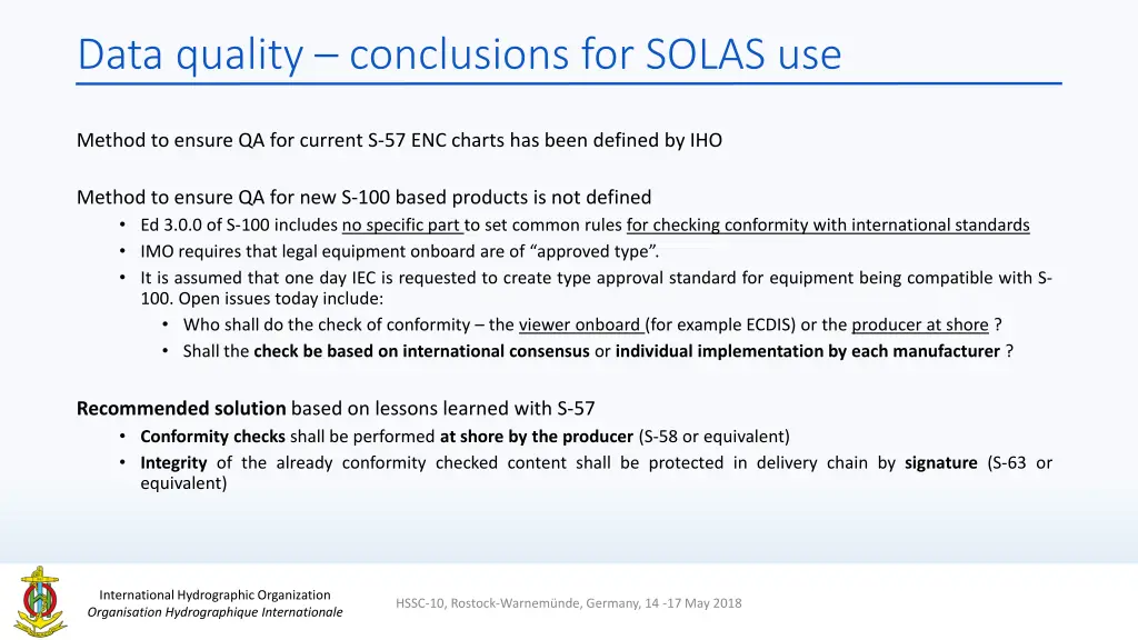 data quality conclusions for solas use