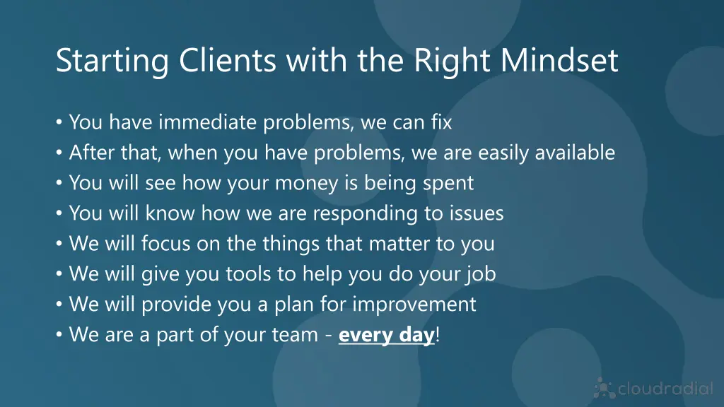 starting clients with the right mindset