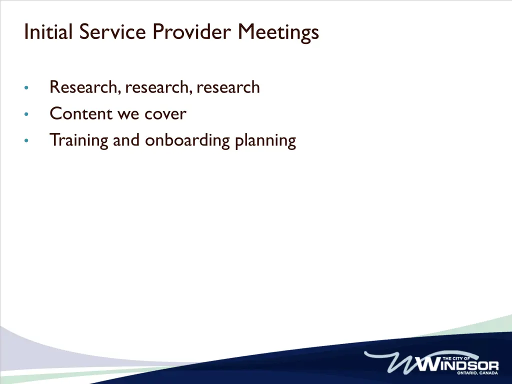 initial service provider meetings