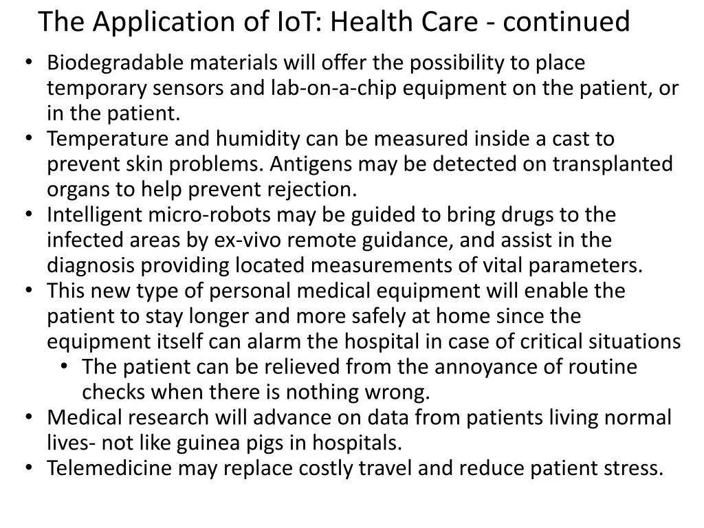 the application of iot health care continued