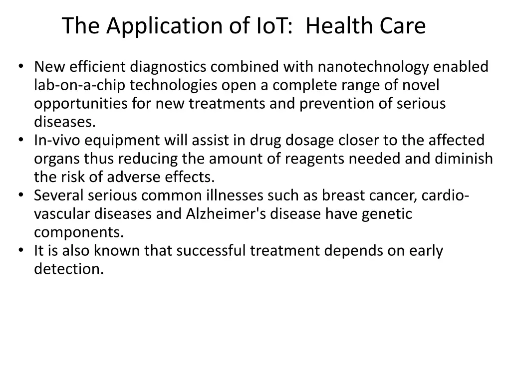 the application of iot health care