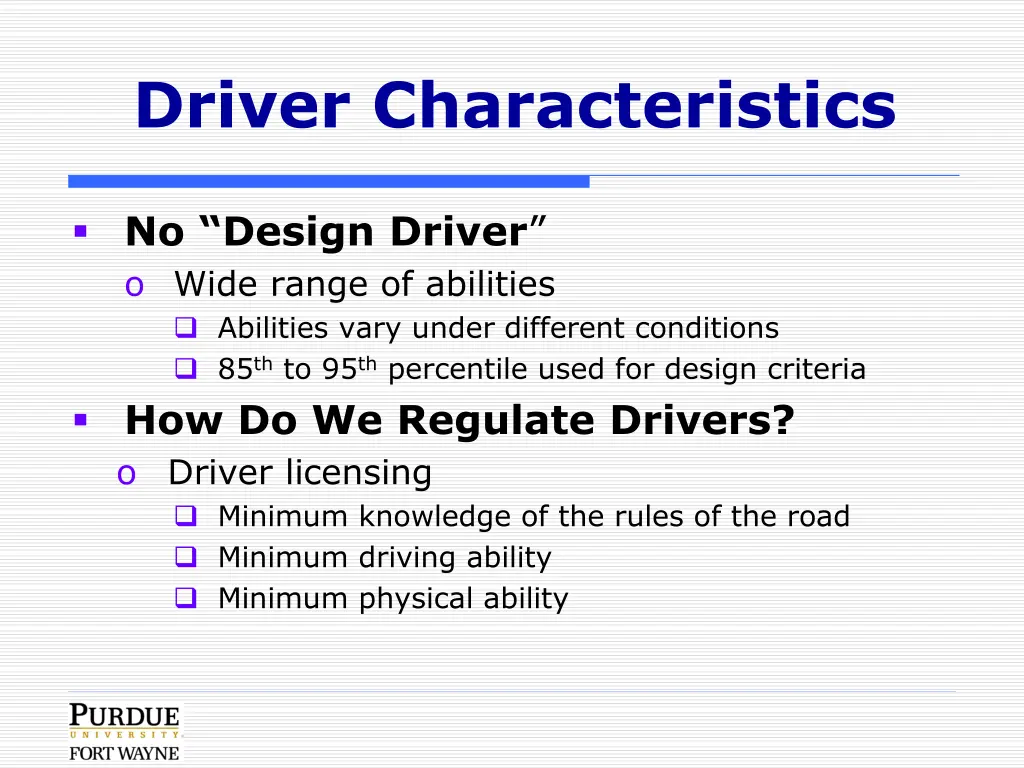 driver characteristics