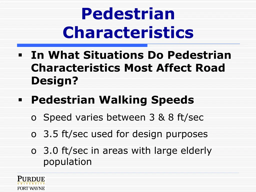 pedestrian characteristics