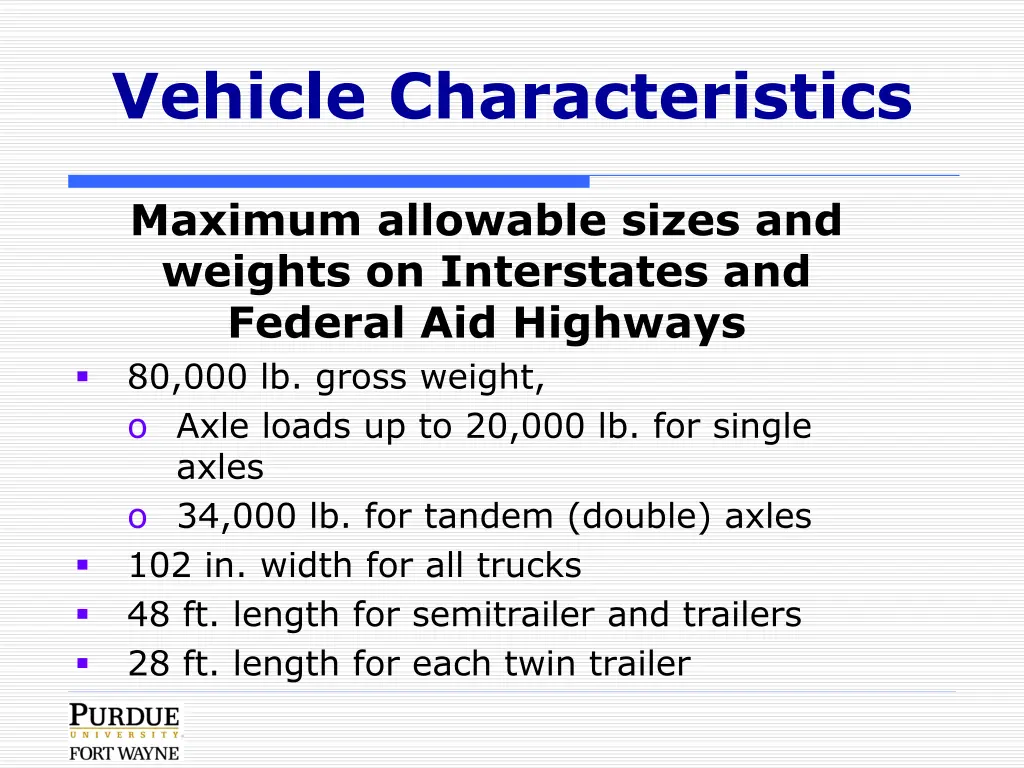 vehicle characteristics