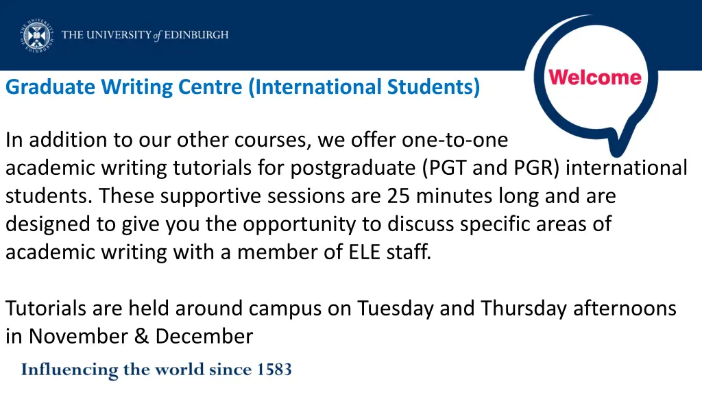 graduate writing centre international students