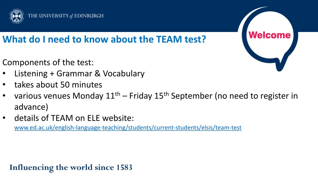 what do i need to know about the team test