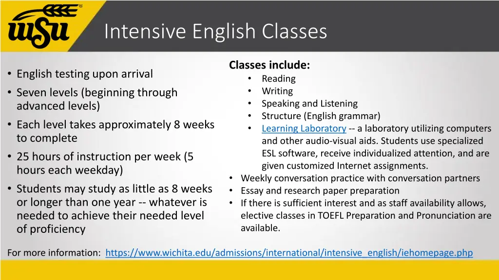 intensive english classes