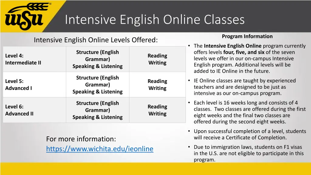 intensive english online classes