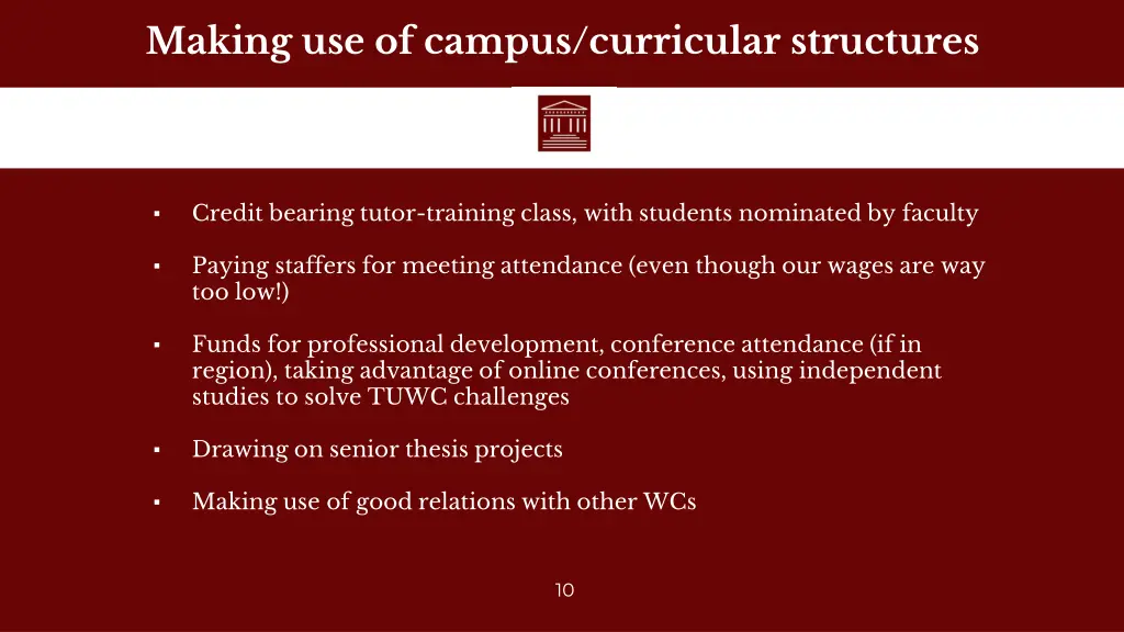 making use of campus curricular structures