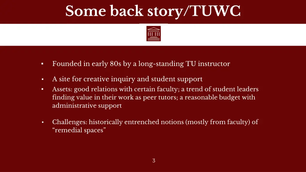 some back story tuwc