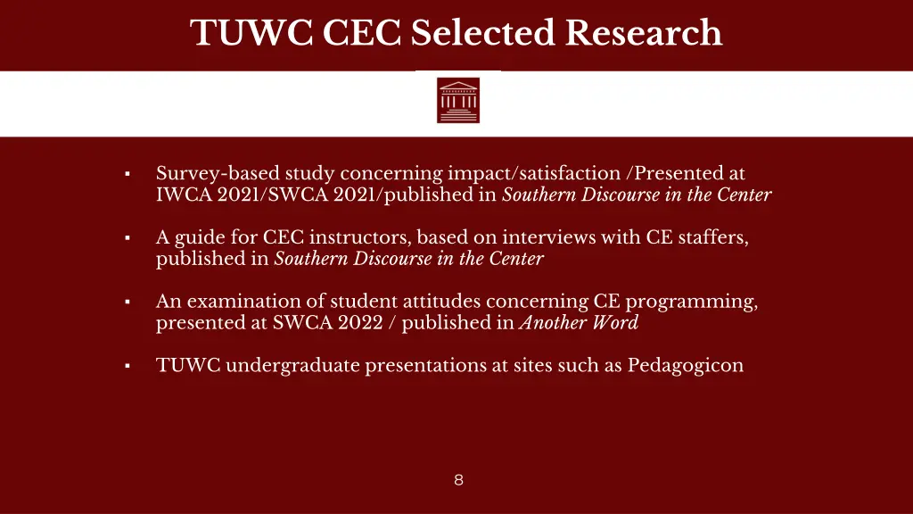 tuwc cec selected research