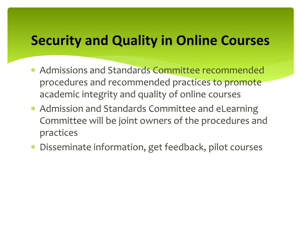 security and quality in online courses