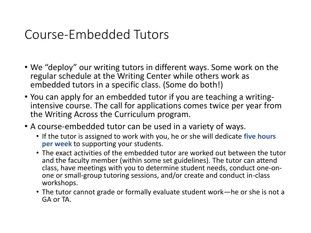 course embedded tutors