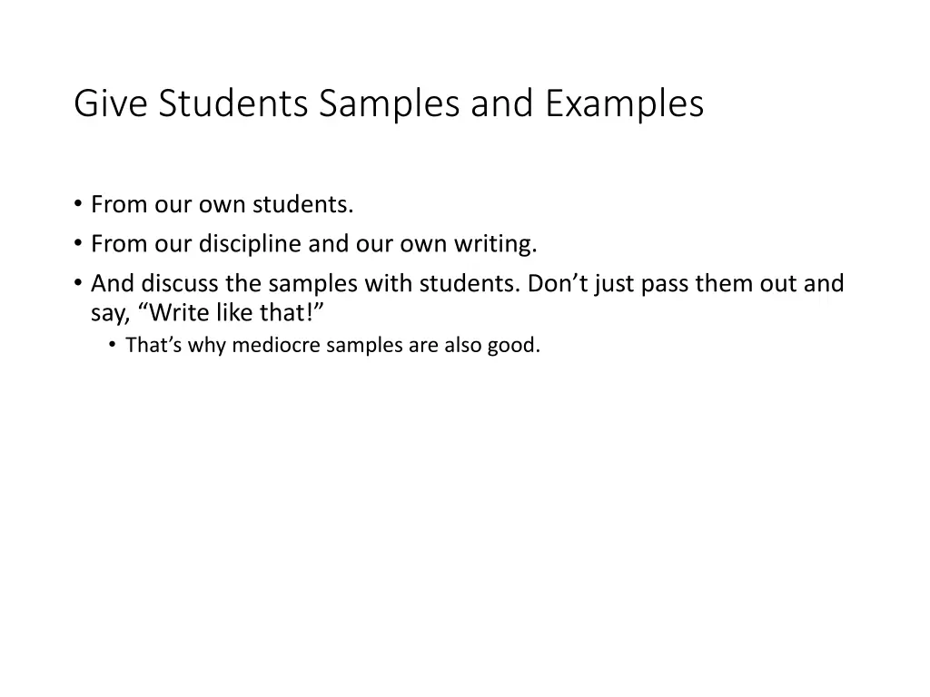 give students samples and examples 1