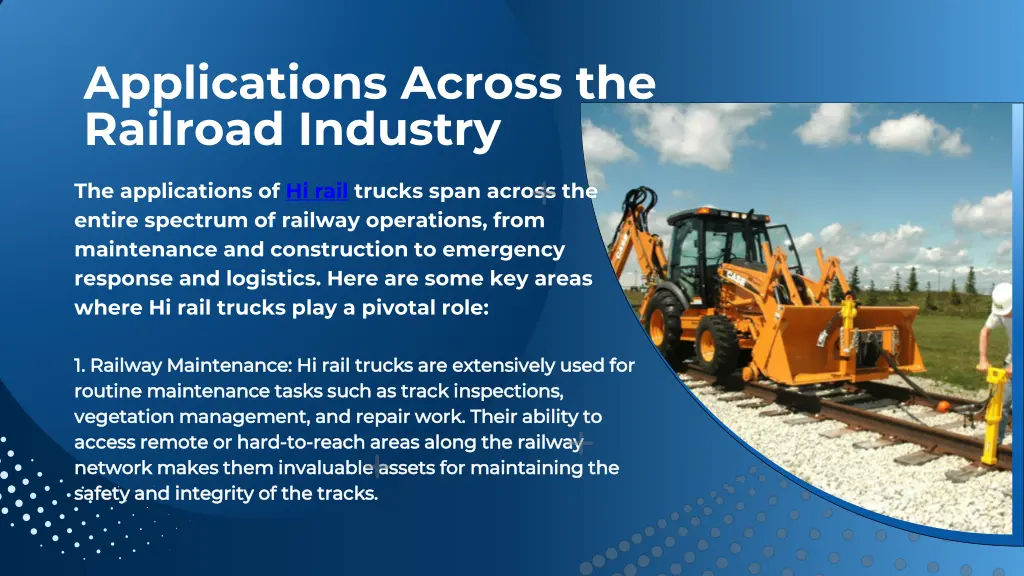 applications across the railroad industry