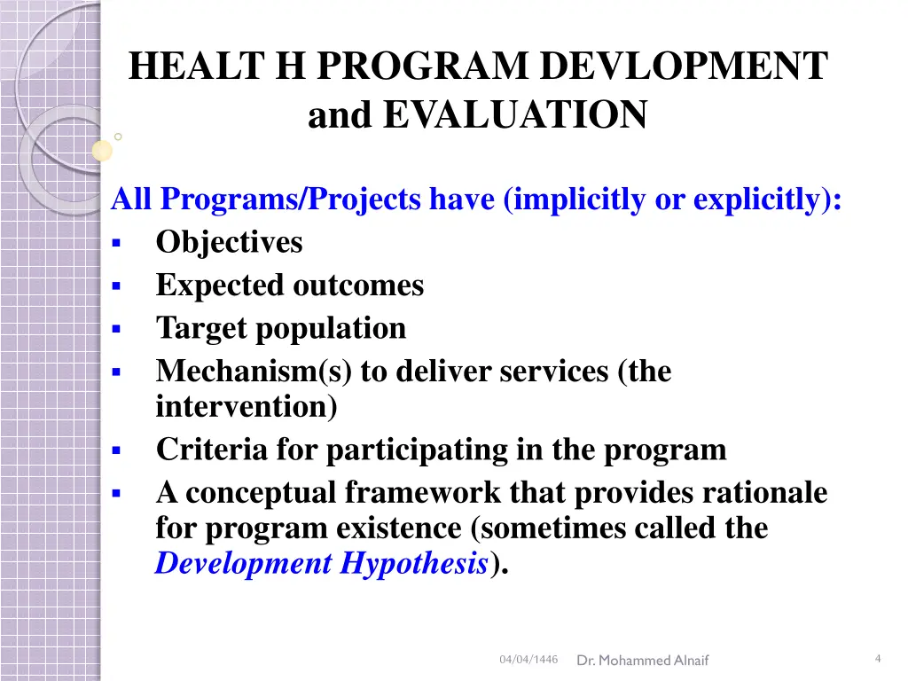 healt h program devlopment and evaluation 1