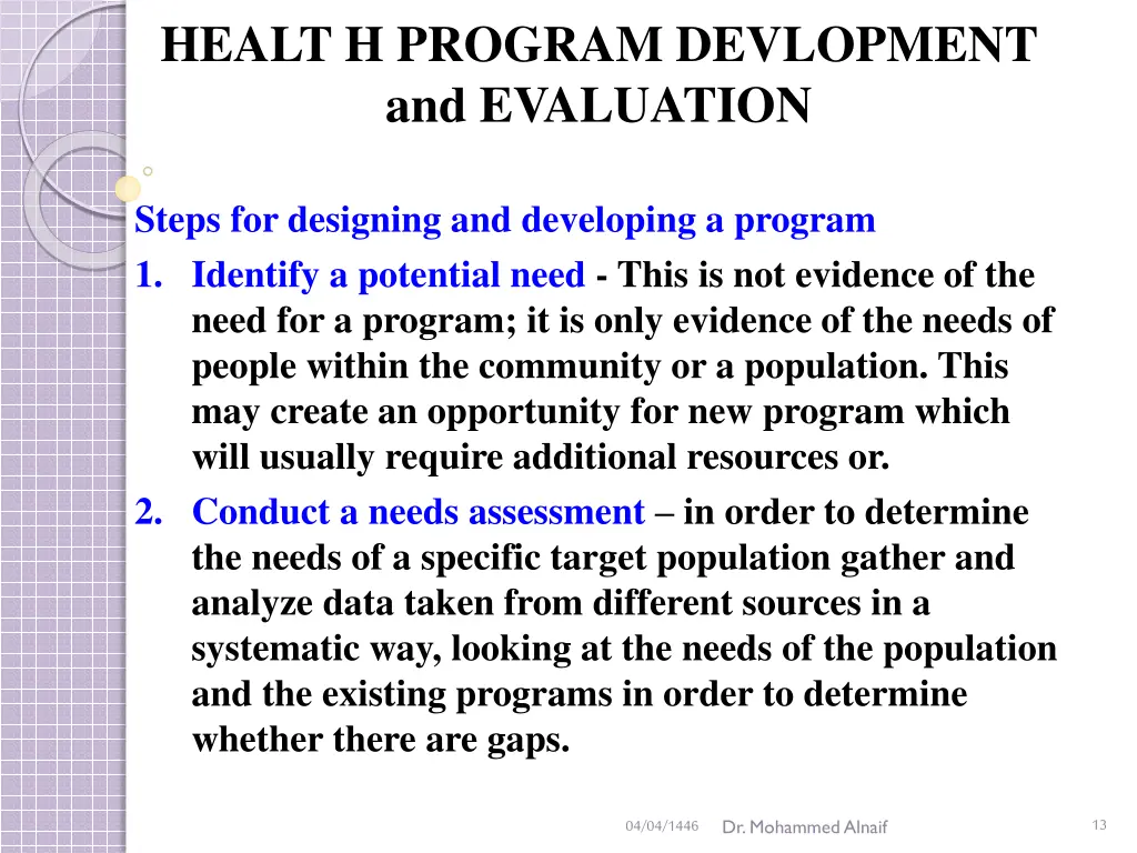 healt h program devlopment and evaluation 10