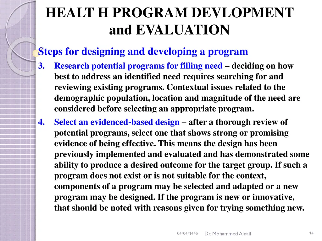 healt h program devlopment and evaluation 11