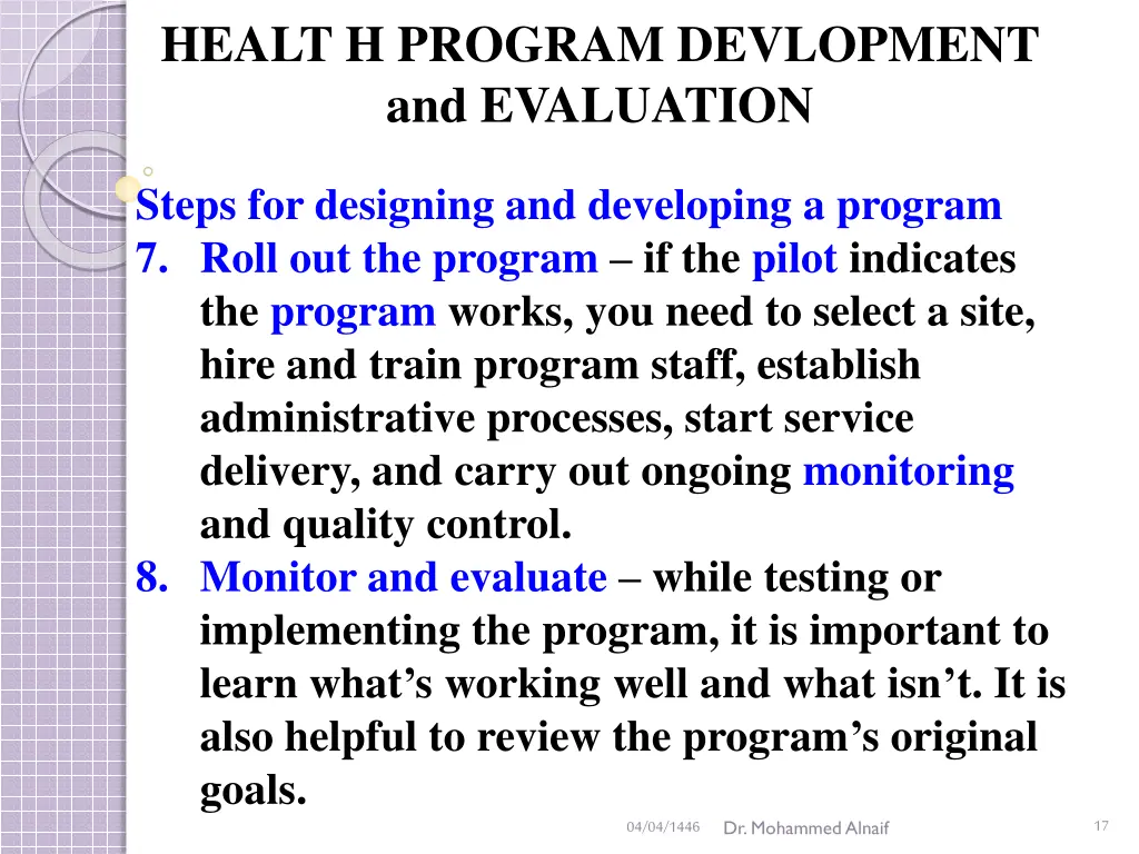 healt h program devlopment and evaluation 14