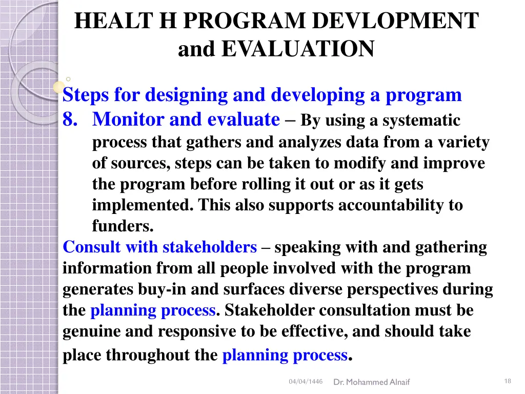 healt h program devlopment and evaluation 15