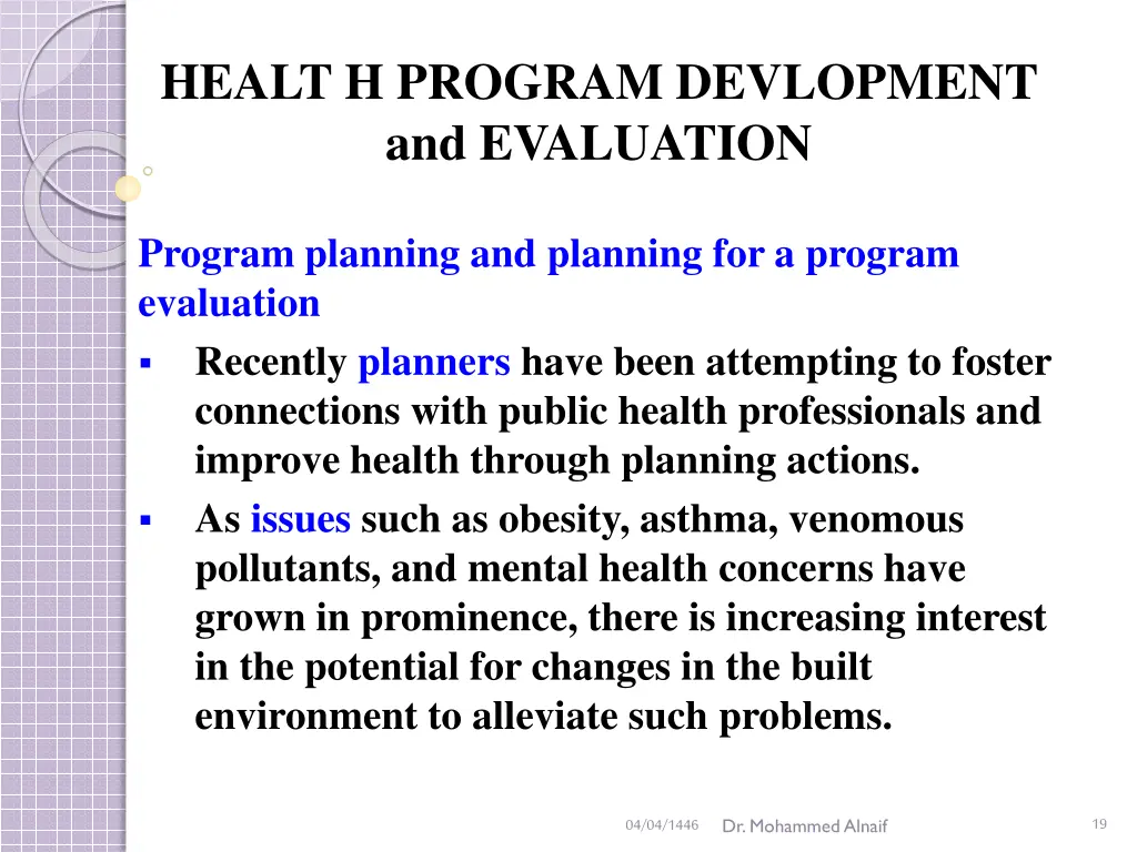 healt h program devlopment and evaluation 16