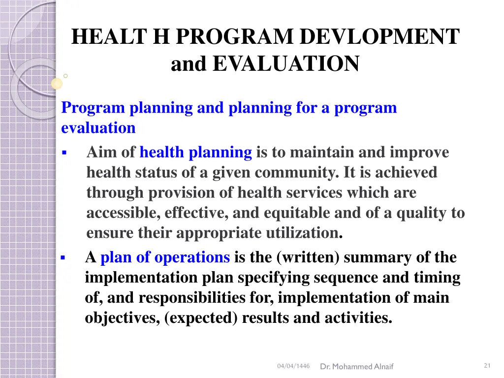 healt h program devlopment and evaluation 18