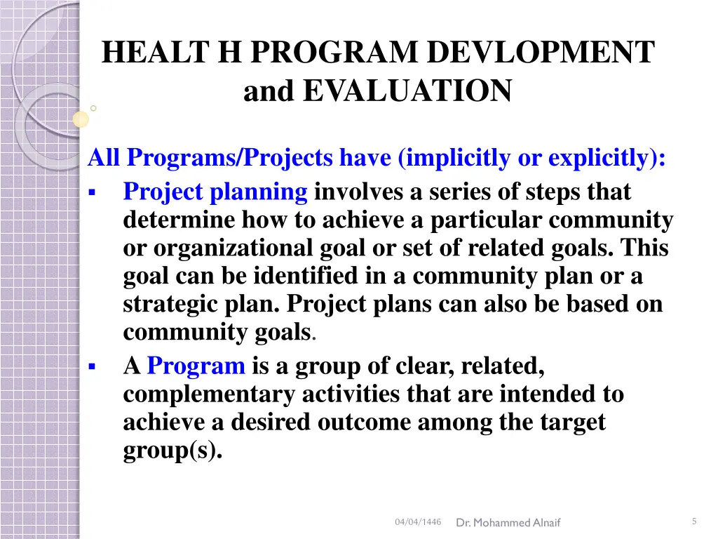 healt h program devlopment and evaluation 2