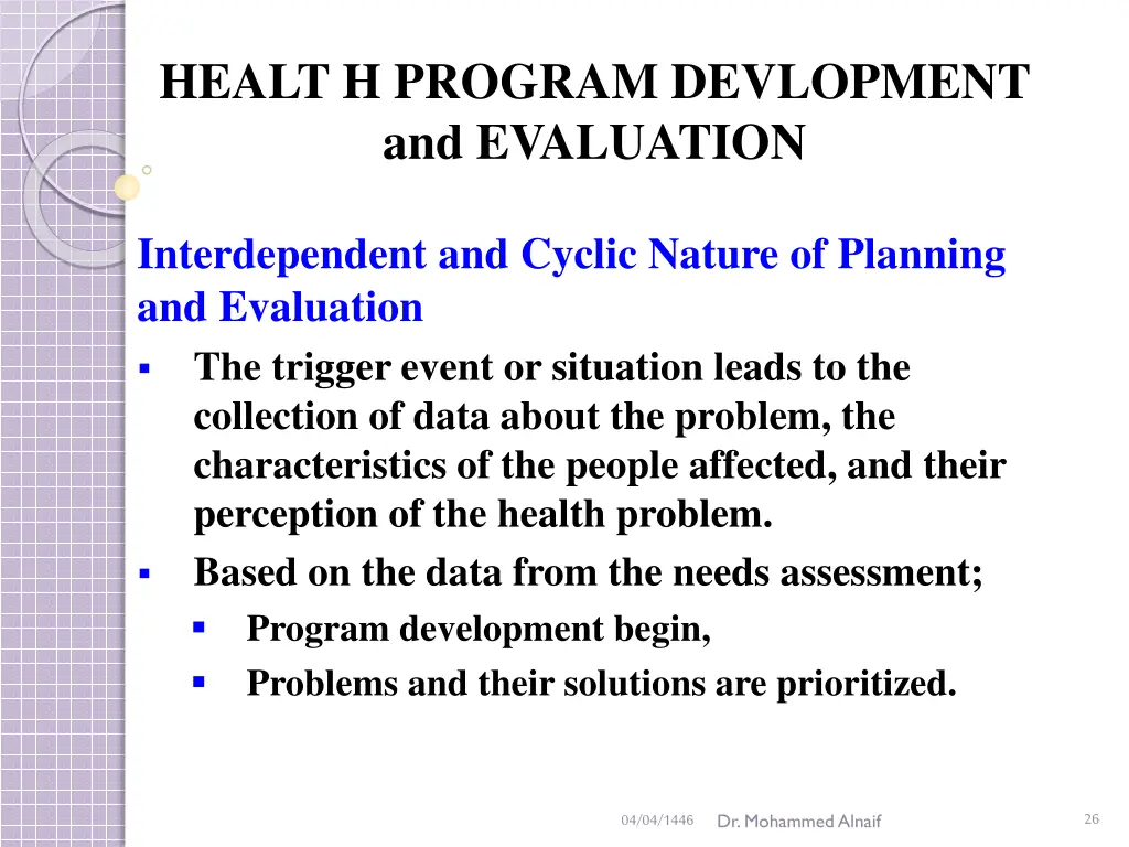 healt h program devlopment and evaluation 22