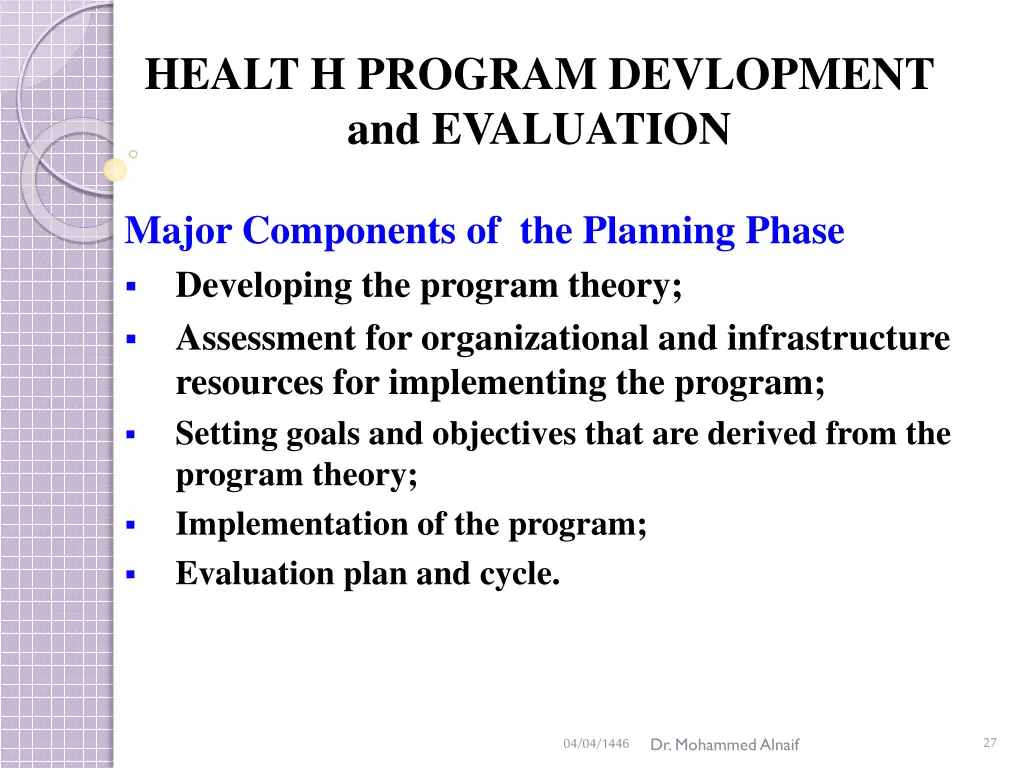 healt h program devlopment and evaluation 23