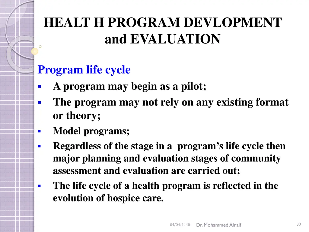 healt h program devlopment and evaluation 25