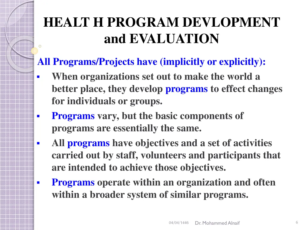 healt h program devlopment and evaluation 3