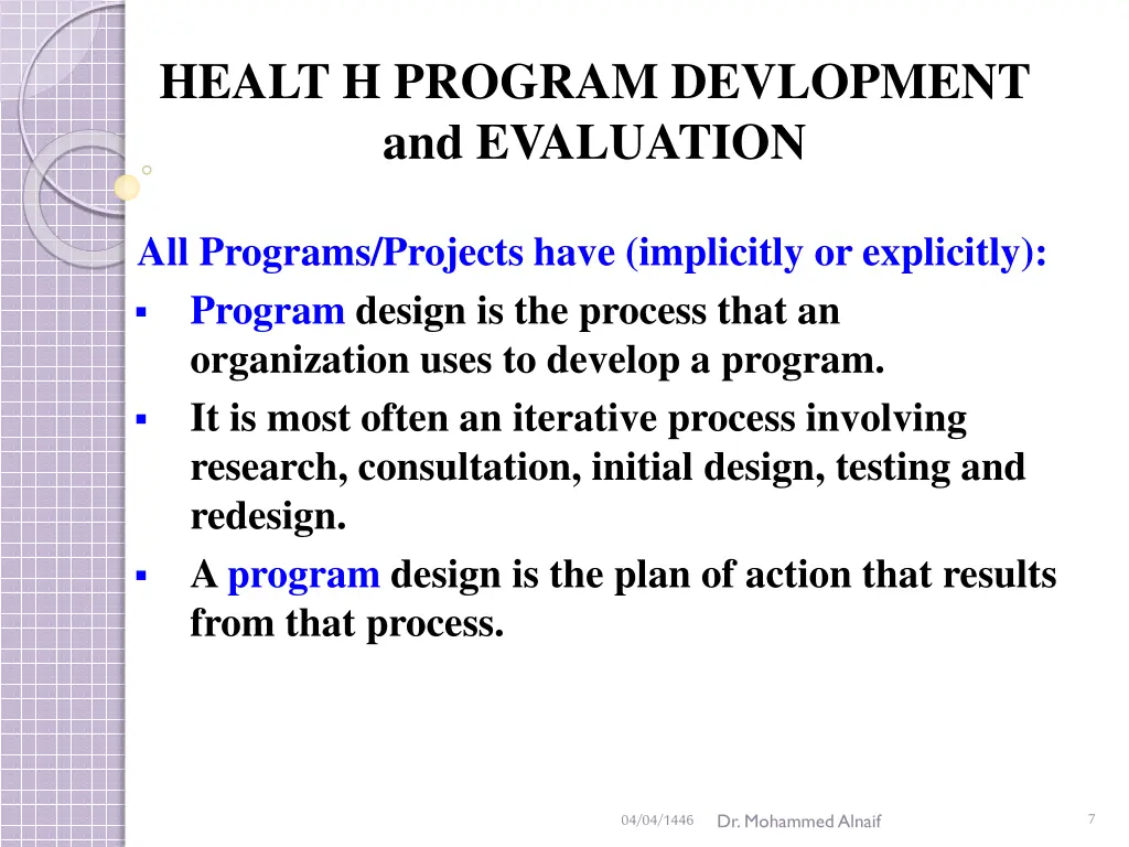 healt h program devlopment and evaluation 4